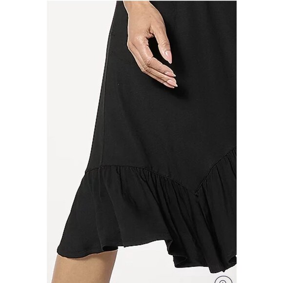 LOGO By Lori Goldstein Rayon 230 Tank Dress With Ruffle Size 3X Black QVC - Picture 4 of 9